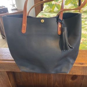 KMM and Co navy leather tote